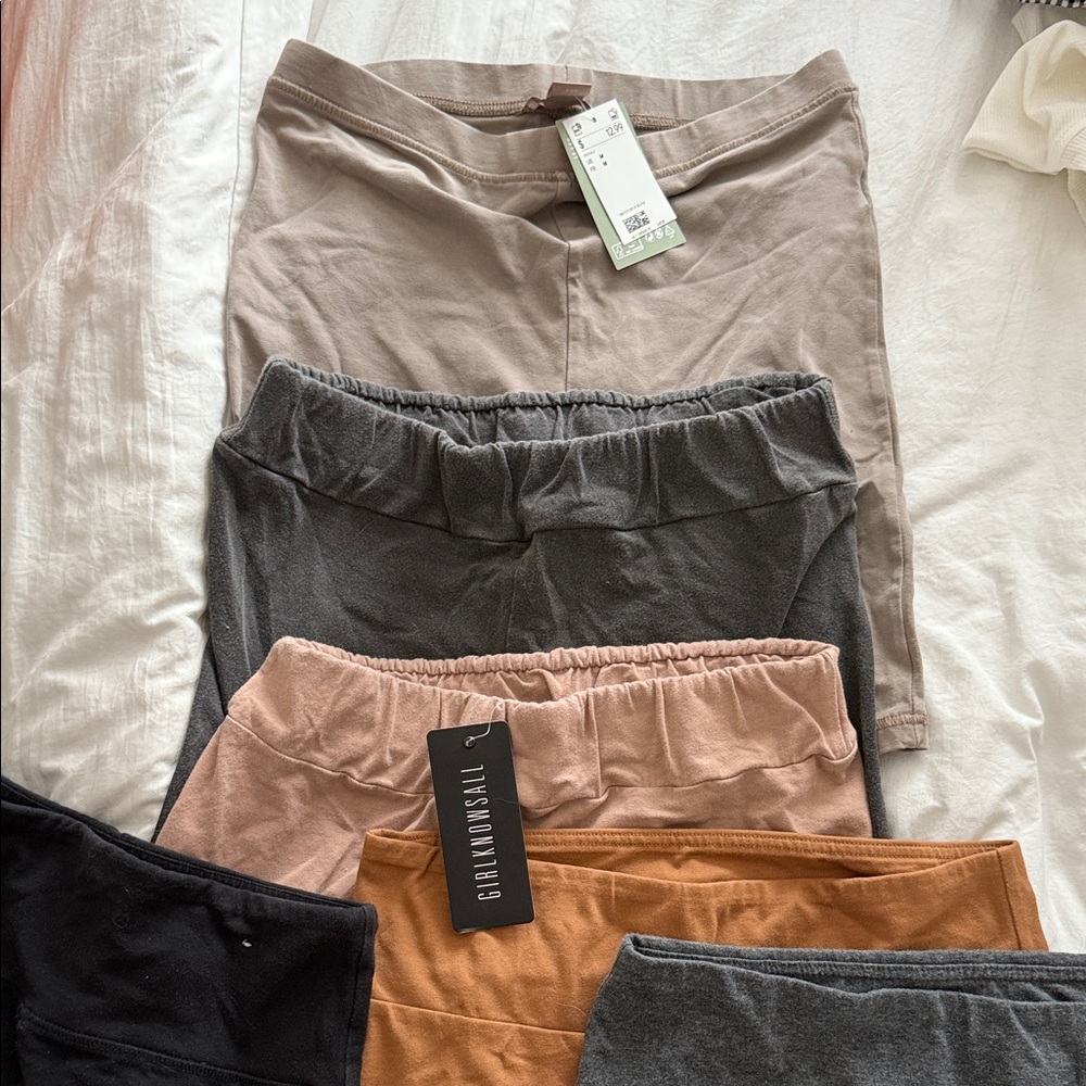 Biker shorts 6 Set - Gray, Black, Tan, Brown